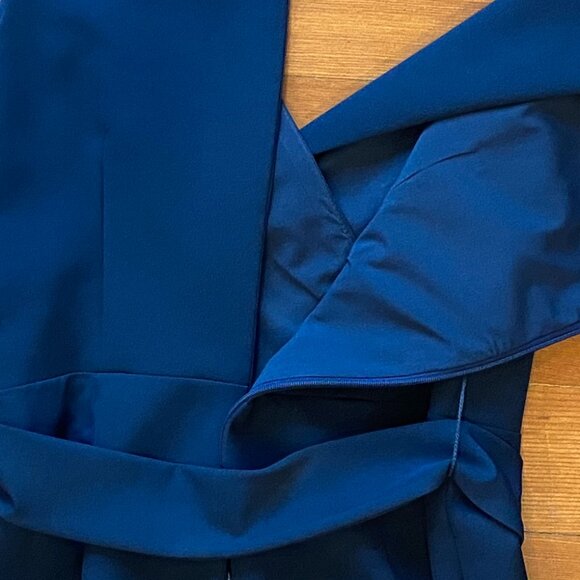 Navy Blue Crop-length Belted Wide Leg Jumpsuit - Picture 7 of 8